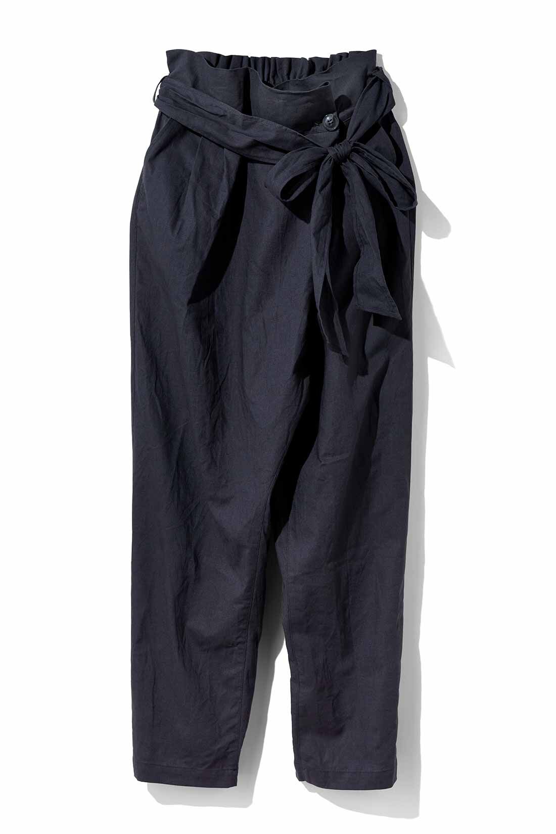 IEDIT［イディット］|IEDIT[イディット]　着こなし自由なコットンリネンのラップ風パンツ〈ブリックブラウン〉|〈チャコールグレー〉