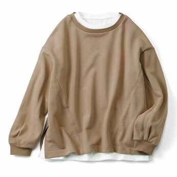 IEDIT［イディット］ | スウエット 白Tシャツ 重ね着 セット 〈ベージュ〉