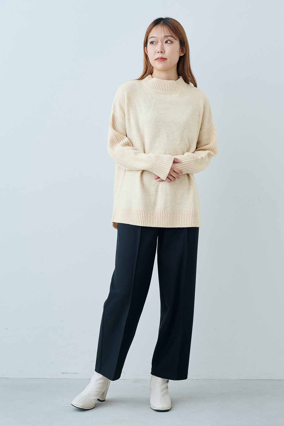 IEDIT［イディット］|IEDIT[イディット]　撥水加工＆UVカットがうれしい 裏がとぅるすべ きれい見え“ほっと適温”パンツ|モデル身長：165cm　着用サイズ：M