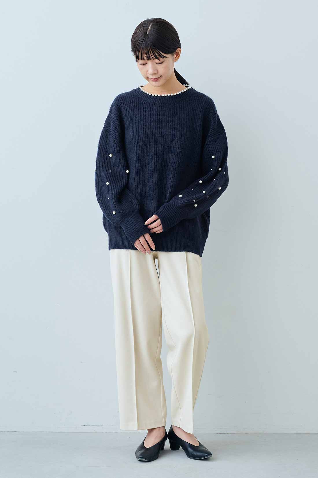 IEDIT［イディット］|IEDIT[イディット]　撥水加工＆UVカットがうれしい 裏がとぅるすべ きれい見え“ほっと適温”パンツ|モデル身長：163cm　着用サイズ：M