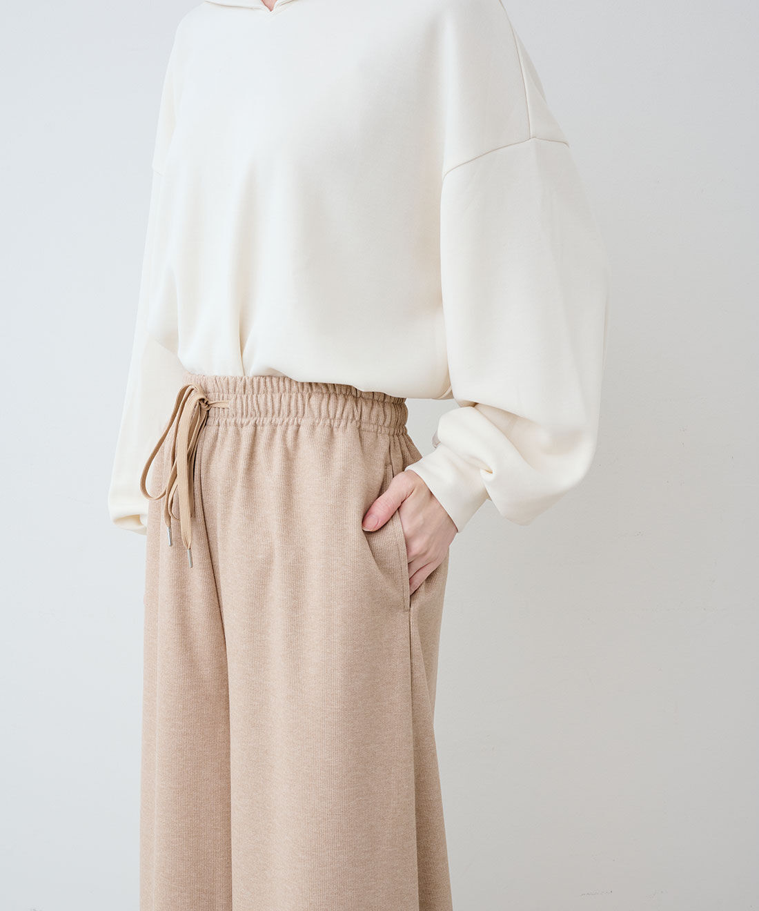 IEDIT［イディット］|IEDIT[イディット]　美ノビジャージーコーデュロイ風素材のギャザースカンツ