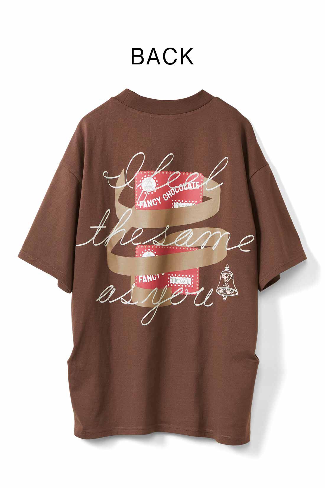 IEDIT|Live love cottonプロジェクト　IEDIT[イディット]　洋菓子のモロゾフコラボ大人な甘さクラシカルチョコレートパッケージプリントTシャツ〈チョコレートブラウン〉