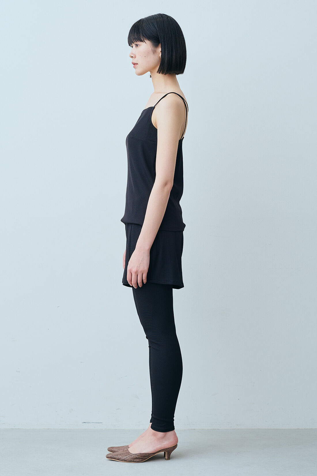 IEDIT|【コーデ買いキャンペーン】IEDIT[イディット]　福田麻琴さんコラボ リブ素材のスイムウェア3点セット〈ブラック〉|モデル身長：164cm　着用サイズ：M