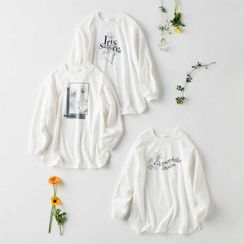 IEDIT | Live love cotton (R) モノトーン フラワー ロゴ プリント Ｔシャツ
