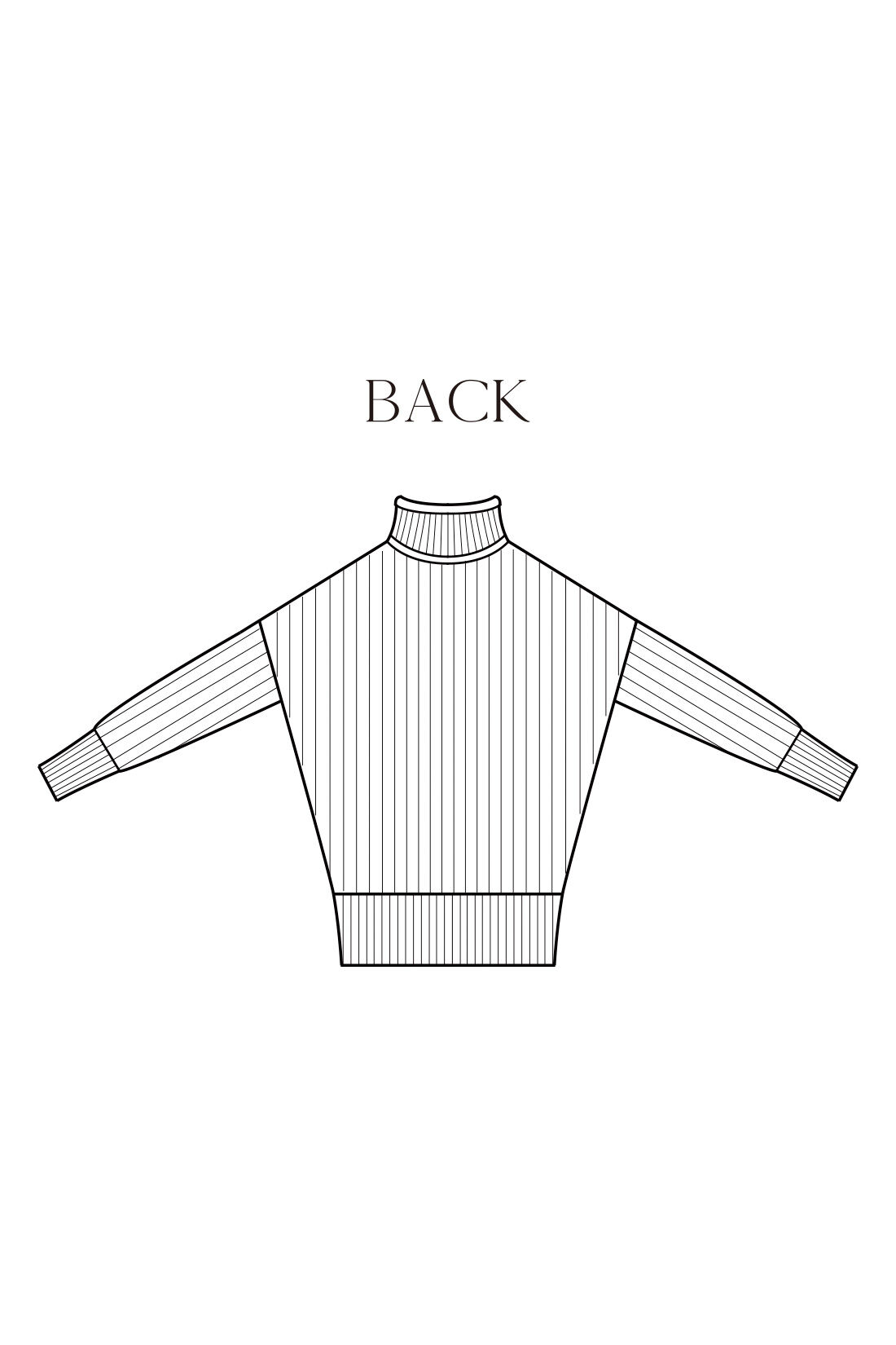 IEDIT|IEDIT[イディット]　編み柄の切り替えですっきり見える マシンウォッシャブルがうれしい アルパカ混素材のハイネックニットチュニック〈ブラウン〉|バックと袖はシンプルな編み地ですっきり見え。