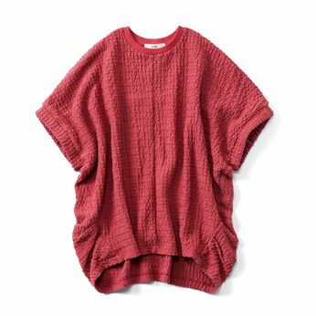 IEDIT | シャーリング レース カットソー プルオーバー 〈レッド〉