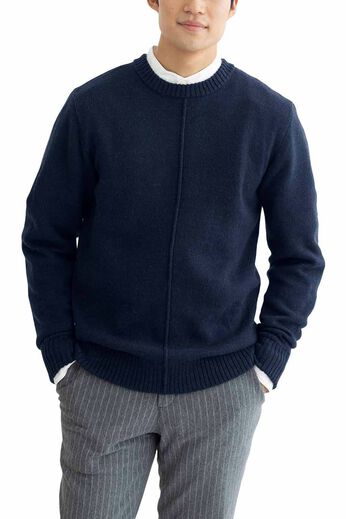 IEDIT | ダブルフェイスメンズニット〈ネイビー〉ＩＥ
