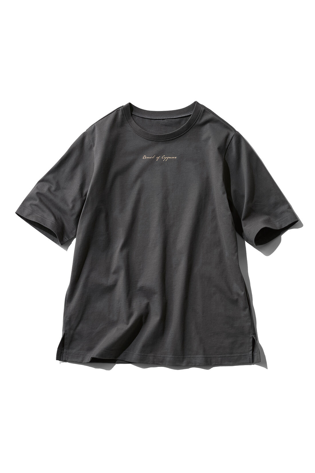 IEDIT［イディット］|IEDIT[イディット]　接触冷感機能付き スタメン上品ロゴTシャツの会|チャコールブラック Deneb of Cygnus（はくちょう座のデネブ）