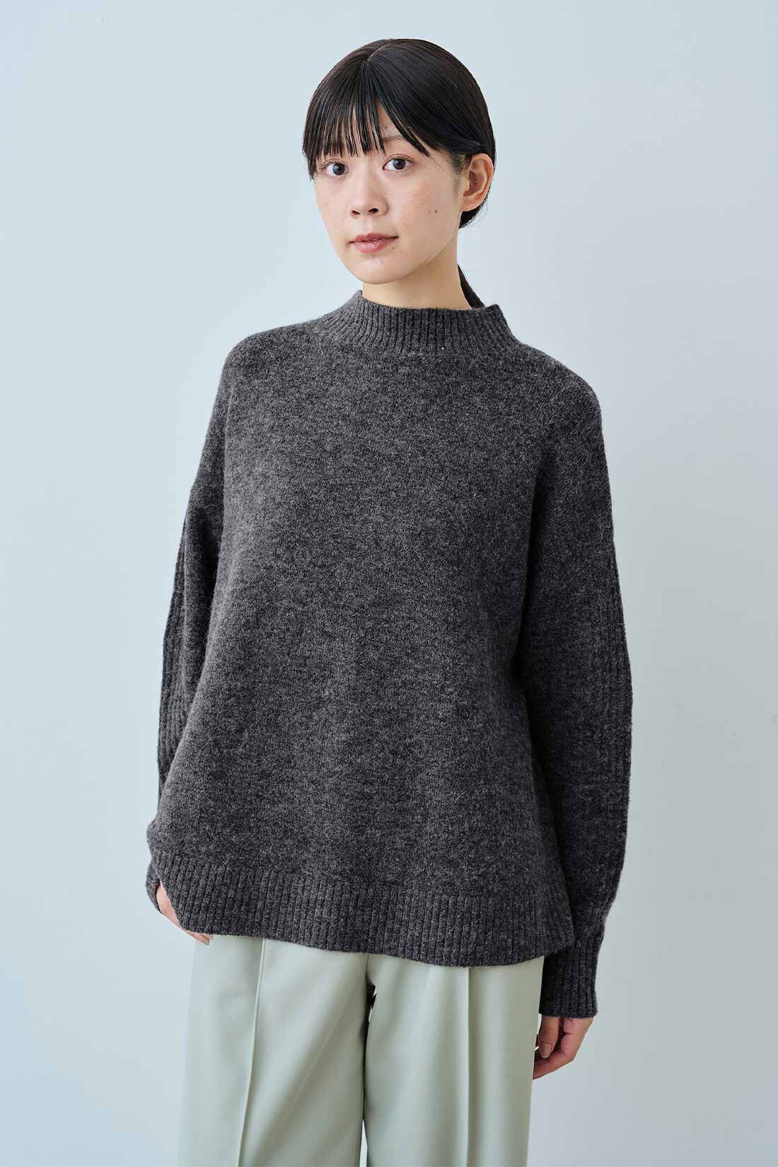 IEDIT［イディット］|IEDIT[イディット]　マシンウオッシャブルがうれしい すそラウンドシルエットの軽やかなウール＆アルパカ混ハイネックニットの会