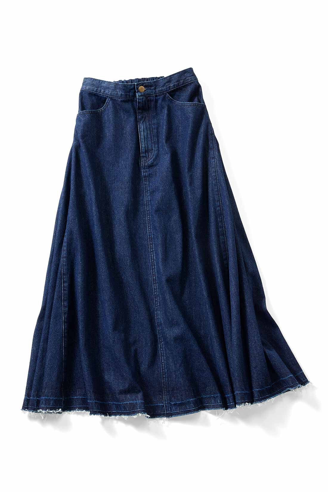IEDIT[イディット] ぜいたくなフレアーシルエットのこだわりデニムスカート〈インディゴブルー〉｜レディースファッション・洋服の通販｜IEDIT