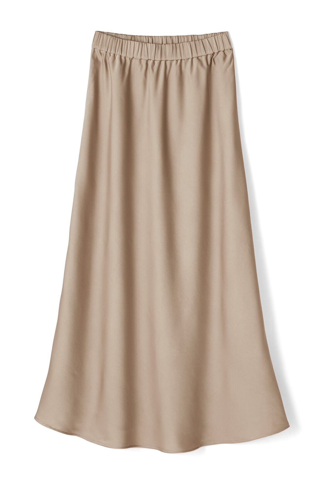 IEDIT[イディット]　サテンの光沢が美しいセミサーキュラースカート〈ディープブルー〉|〈ベージュ〉