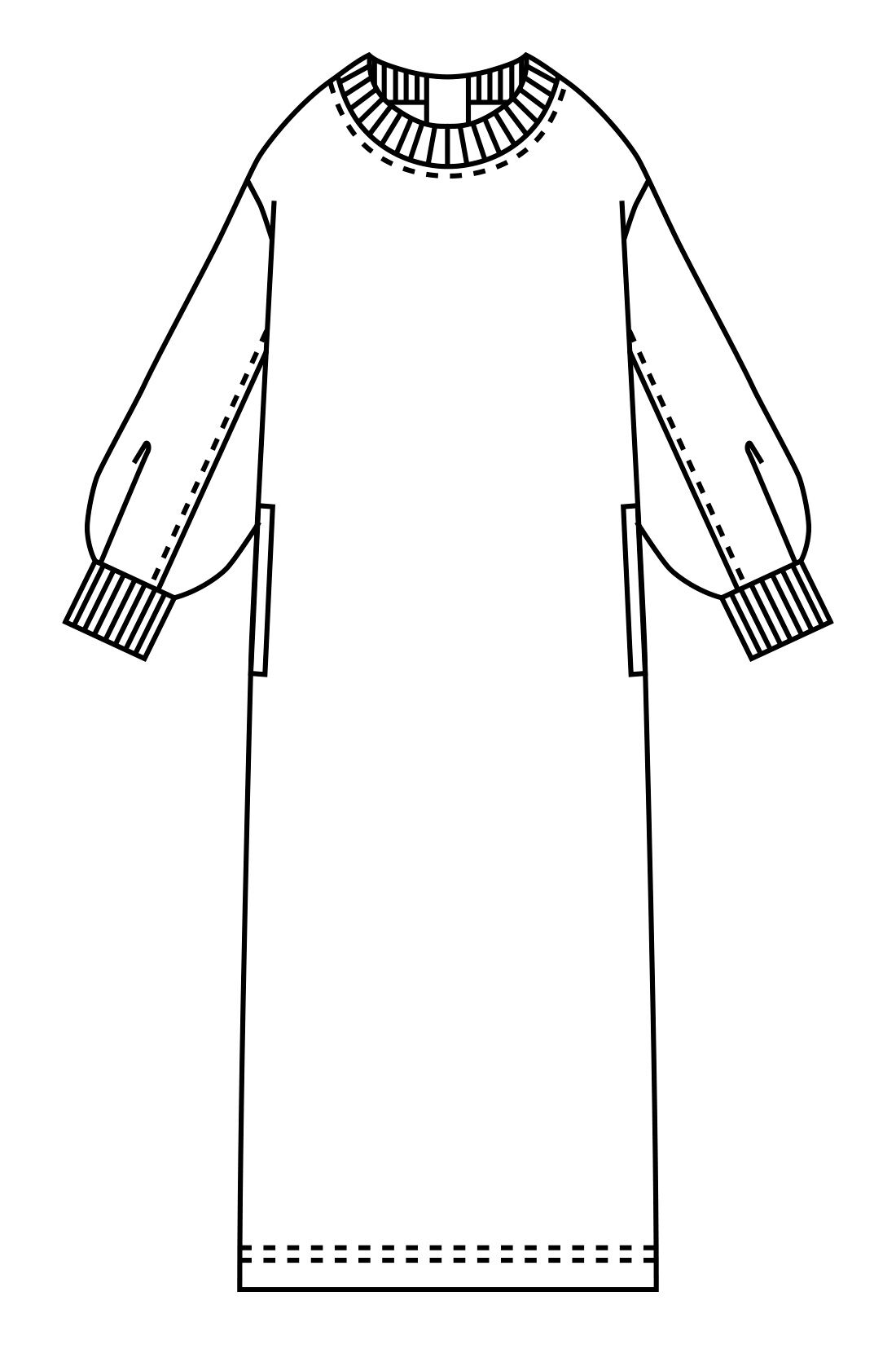 IEDIT[イディット]　伸びやかな裏毛素材 バックスタイルまで着映える すっきり見えIラインロングワンピース|立体的な袖の切り替えもアクセント。