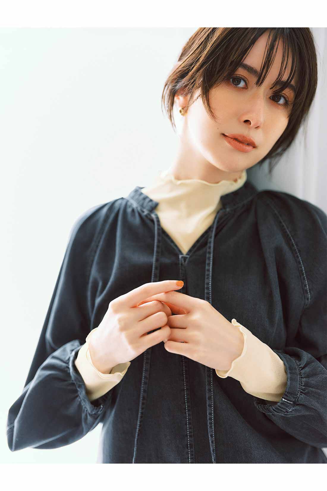 IEDIT|IEDIT[イディット]　やわらか素材の身ごろが心地よい 部分シアートップスの会