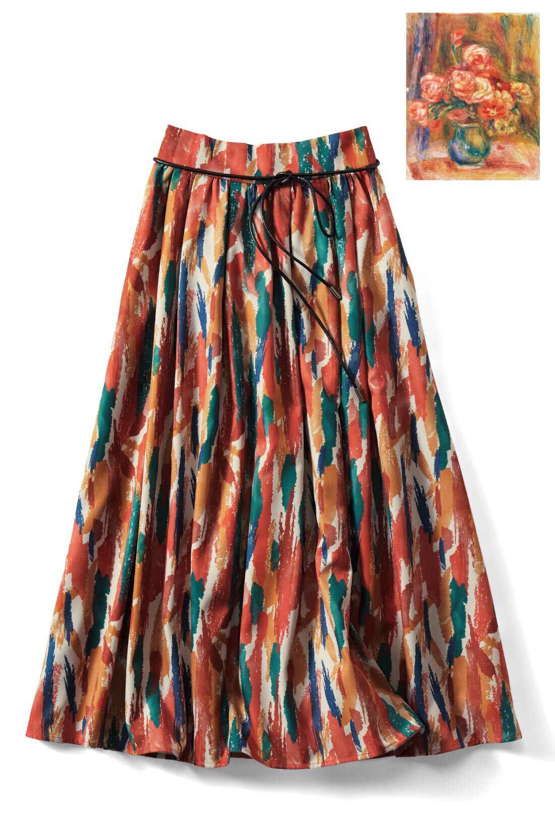 IEDIT|IEDIT[イディット]　ルノワールの色彩をまとう アートペイント柄のマルチカラーボリュームロングスカート