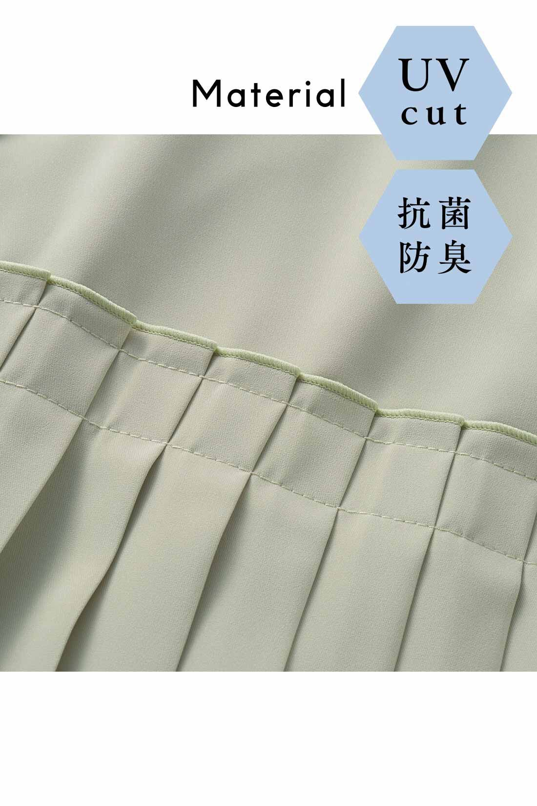IEDIT［イディット］|IEDIT[イディット]　抗菌防臭＆UVカットがうれしい バックプリーツが品よく揺れる 後ろ姿が印象的な着映えトップス|長く着られるほどよい厚み。落ち感がきれいな布はく素材はしわになりにくいのも魅力。タックフリルデザインで切り替えたプリーツが繊細。