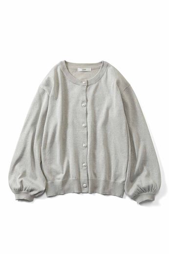 IEDIT | 上品 ラメ きらめく パール調ボタン カーディガン 〈グレー〉