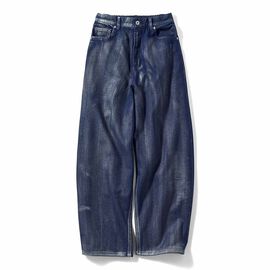 IEDIT | 箔（はく）プリント ゆる テーパード デニムパンツ 〈ネイビー〉