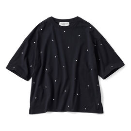 IEDIT | ハート ピース 刺しゅう Tシャツ by LOVE＆PEACE PROJECT 〈ブラック〉
