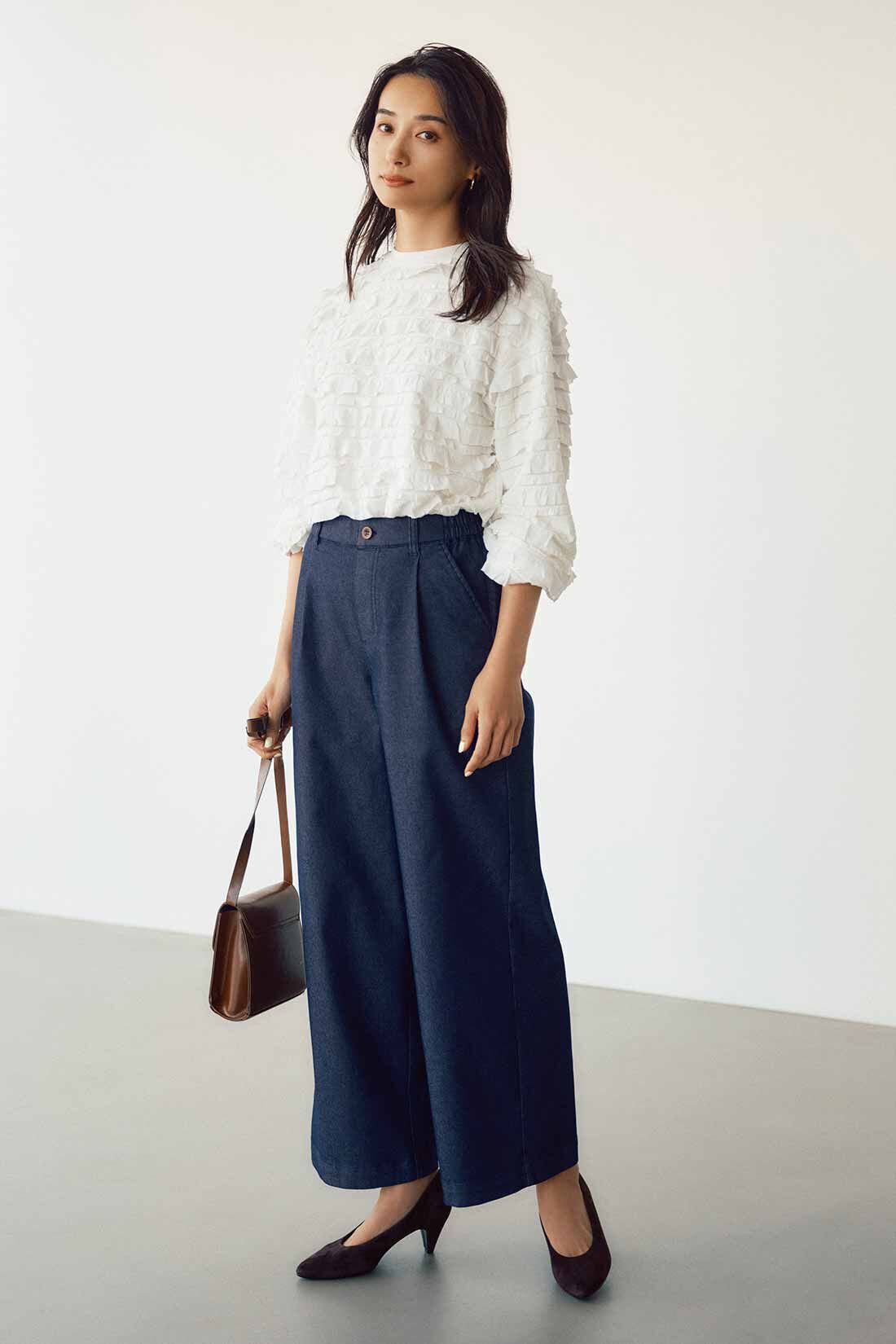 IEDIT|総フリル カットソー トップス 〈白〉のコーディネート