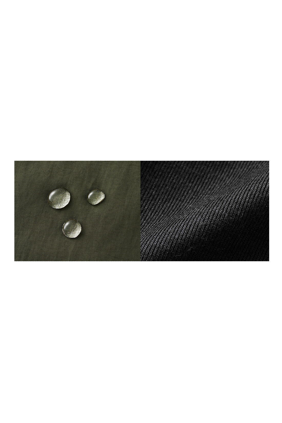 IEDIT|IEDIT[イディット]　WOODSコラボ カットソートップス＆撥水（はっすい）ジャンスカセット〈ブラック×カーキ〉|ジャンパースカートは張り感のある撥水ナイロン素材。トップスはしなやかなレーヨン混のリブカットソー。