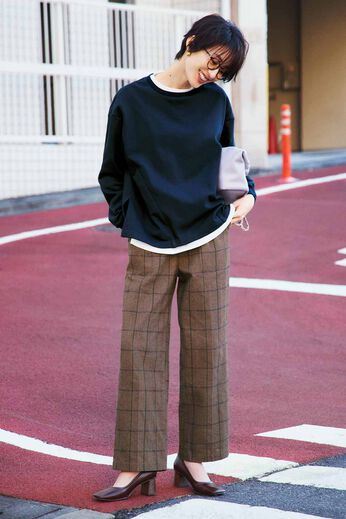 IEDIT | スウエット 白Tシャツ 重ね着 セット 〈ネイビー〉