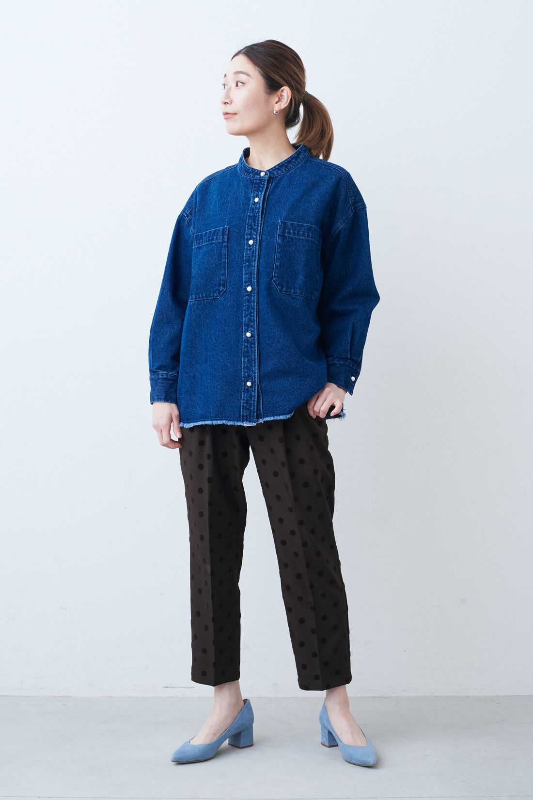 IEDIT［イディット］|IEDIT[イディット]　フロッキードットプリントのゆるテーパードパンツ|モデル身長：164cm　着用サイズ：M