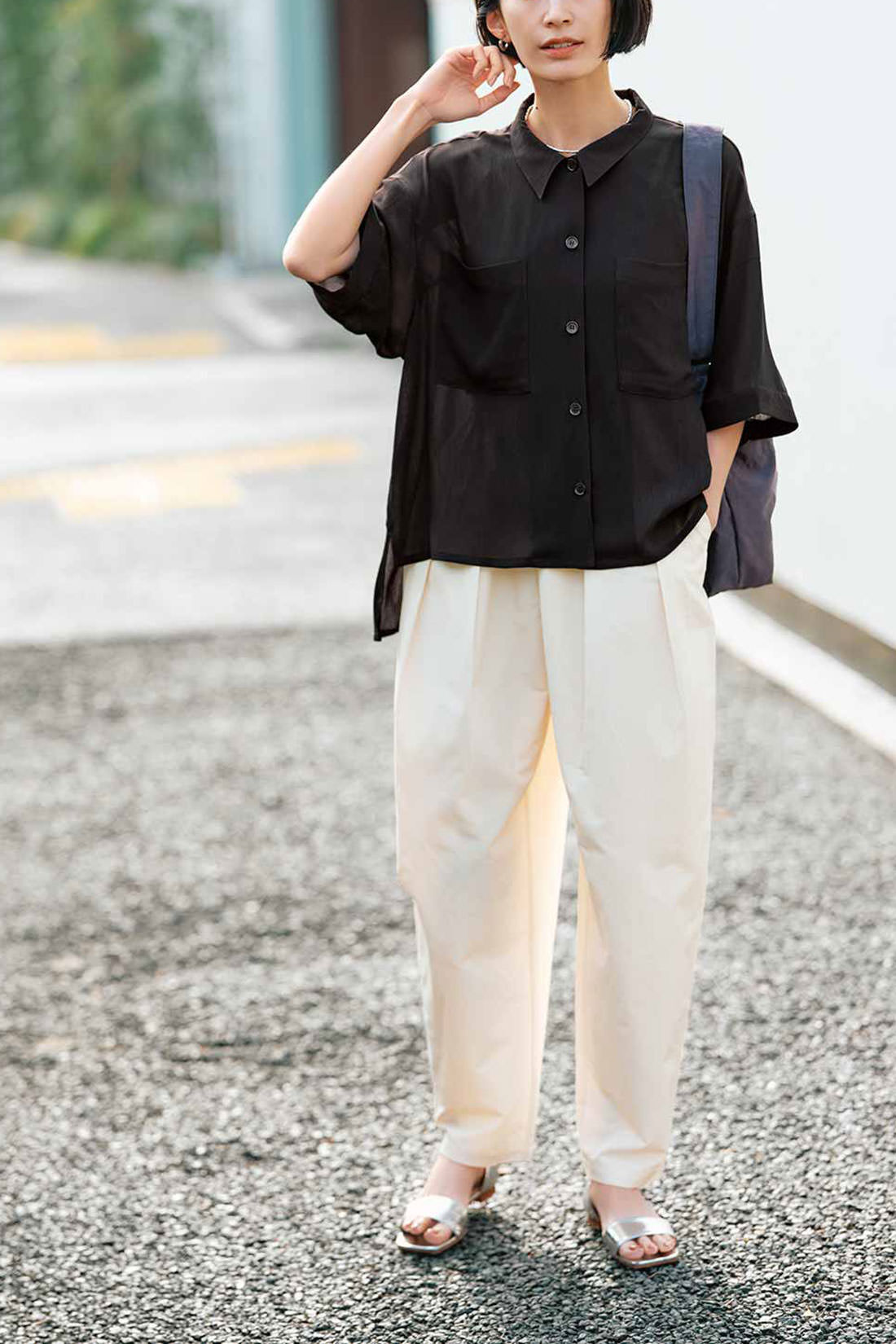IEDIT［イディット］|IEDIT[イディット]　接触冷感素材が快適なシアーハーフスリーブシャツ