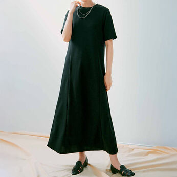 IEDIT［イディット］ | ジャカードカットソーＡワンピ〈ブラック〉ＩＥ