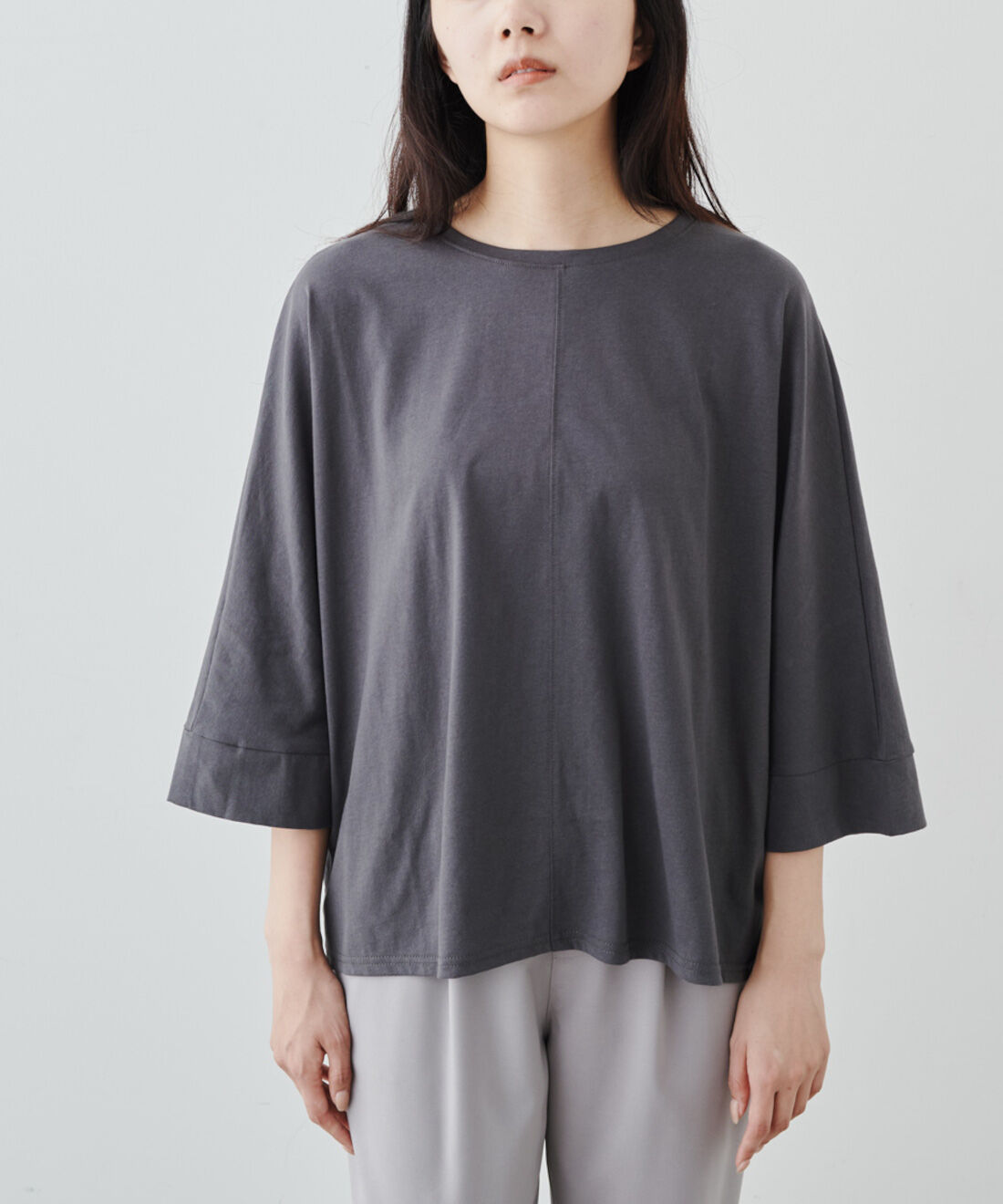 IEDIT|IEDIT[イディット]　UVカット・接触冷感機能の綿100％国産ドルマンTシャツ〈スミクロ〉