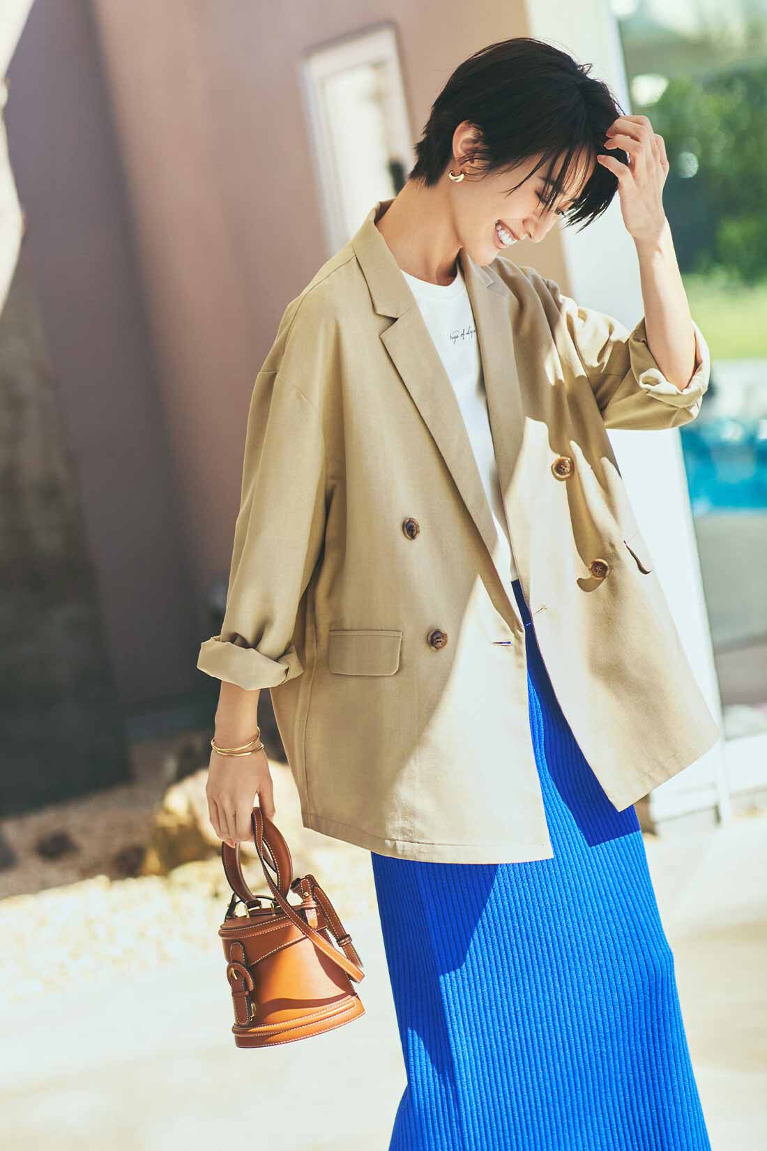 IEDIT|IEDIT[イディット]　吸汗速乾・接触冷感・UVカットで大人の味方ジャケット〈ライトベージュ〉