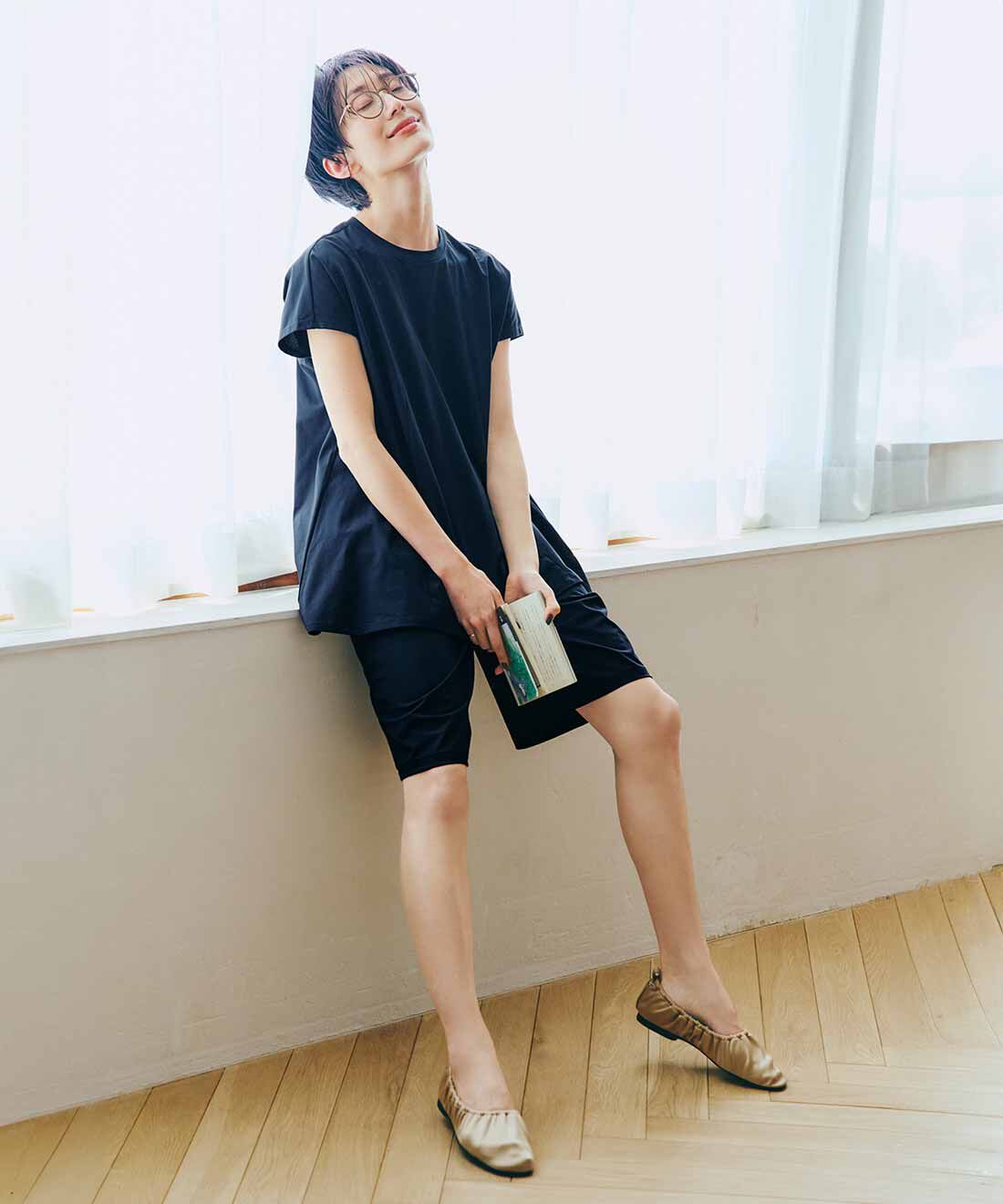 IEDIT|IEDIT[イディット]　24hずっと着ていたい 吸汗速乾・UVカット SO！ MESHハーフパンツ〈ダークネイビー〉