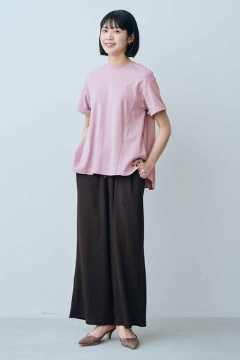 IEDIT［イディット］ | 接触冷感 吸汗速乾 抗菌防臭 Ohcool（R）Ⅱ plus素材 バックプリーツ カットソー トップス〈ピンク〉
