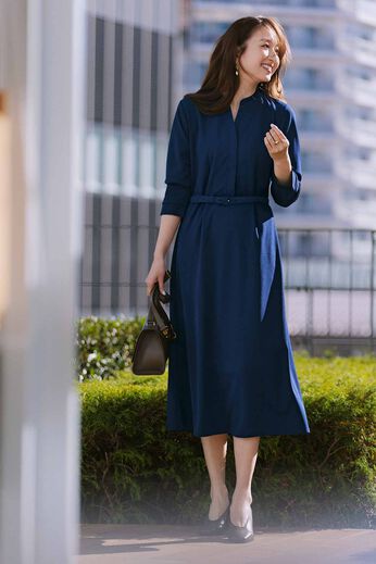 IEDIT | 上品スタイルアップワンピ〈ネイビー〉ＩＥ