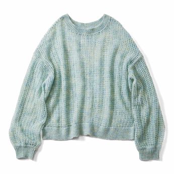 やさしく透ける ふわほわ シアーニット トップス〈エアリーミントグリーン〉