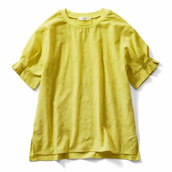 IEDIT | フラワー織り柄 コットン ドビー プルオーバー〈黄〉