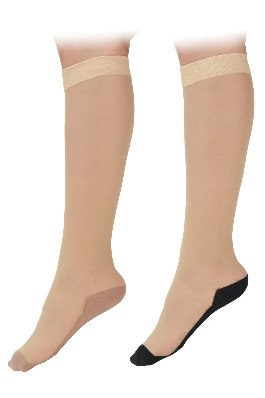 IEDIT|IEDIT[イディット] SELECT　はくだけでキレイな素肌感 まるでストッキングをはいたようなハイソックス丈靴下の会|左から　1：ベージュ・2：ベージュ×ブラック