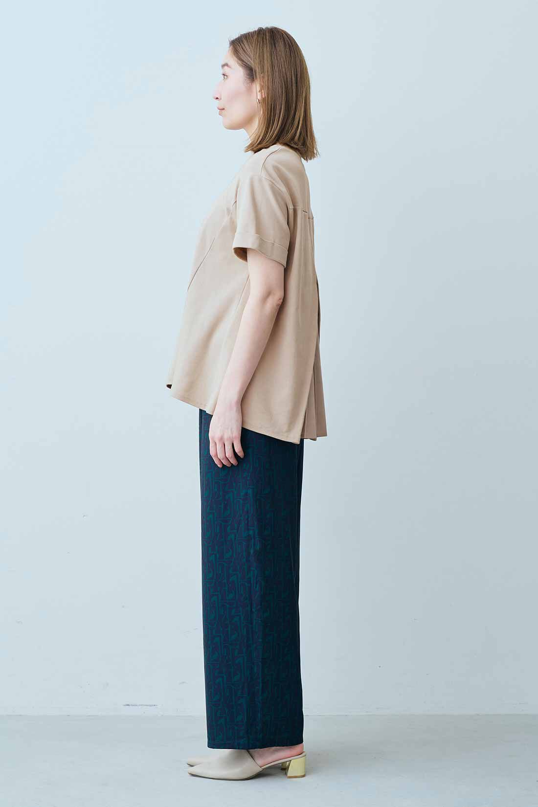 IEDIT|モダンノルディック風 接触冷感 ワイドパンツ〈紺〉のコーディネート