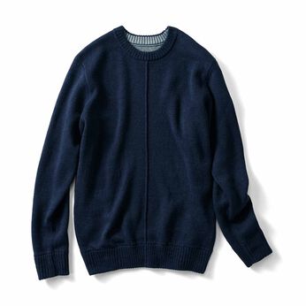 IEDIT | ダブルフェイスメンズニット〈ネイビー〉ＩＥ