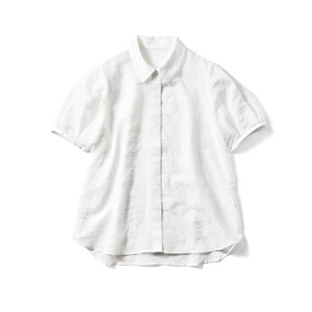 IEDIT | シアー ストライプ 上品 着映え タックスリーブ ブラウス 〈ホワイト〉