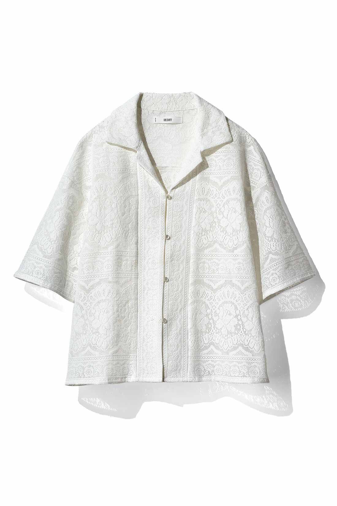 IEDIT［イディット］|IEDIT[イディット]　きくちあつこさんコラボ さらっと着られて華やげる 総レースハーフスリーブシャツ〈ホワイト〉