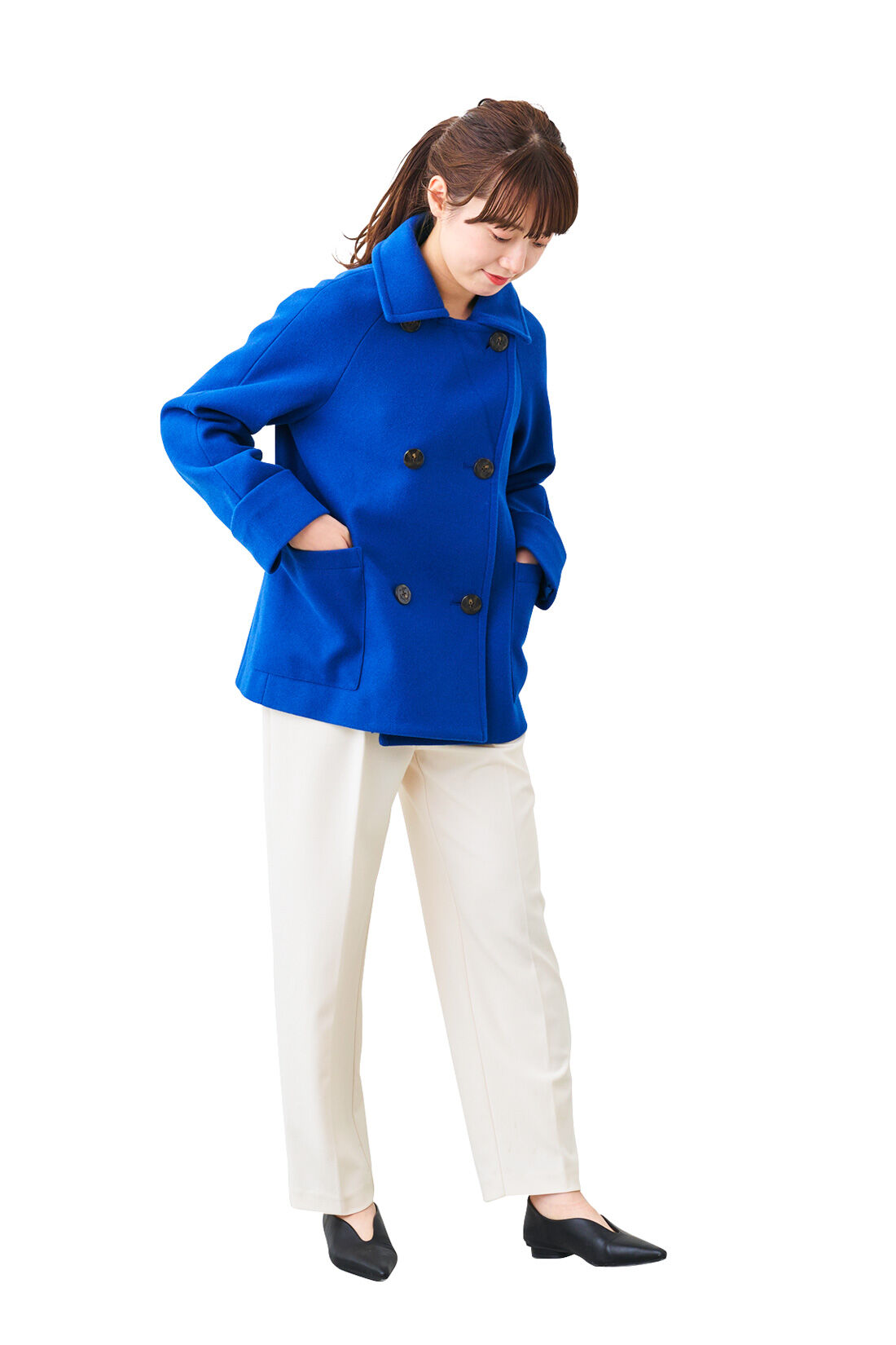 IEDIT[イディット] 着映えカラーのショート丈こなれPコート〈ロイヤルブルー〉｜レディースファッション・洋服の通販｜IEDIT