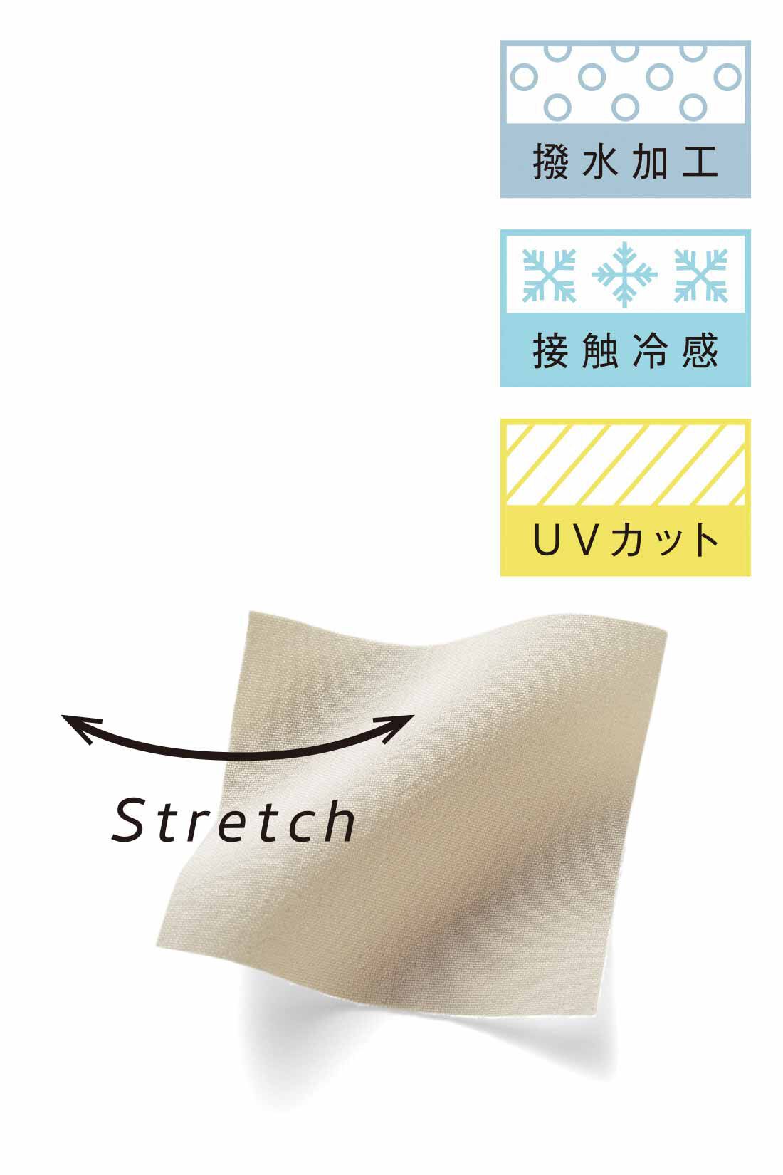 IEDIT［イディット］|IEDIT[イディット]　UVカット・接触冷感・撥水（はっすい）加工がうれしい エアノビ涼やかきれい見えワイドパンツ〈カーキ〉|さらっと涼やかで伸びやか快適。撥水加工や接触冷感、UVカット機能も備えた薄手のきれいめ素材。　※お届けするカラーとは異なります。