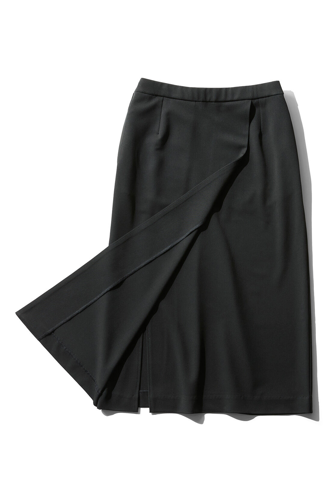 IEDIT[イディット]　いつもキレイな黒が続く オンオフ万能純黒デザインスカート〈ブラック〉