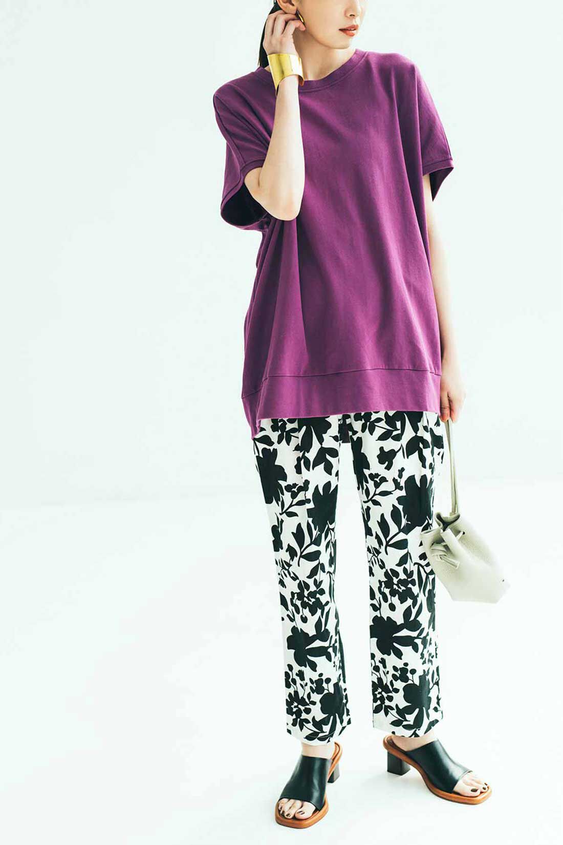 IEDIT[イディット] きくちあつこさんコラボ コットンカットソートップス〈パープル〉｜Tシャツ・カットソー ｜トップス｜レディースファッション｜レディースファッション・洋服の通販｜IEDIT