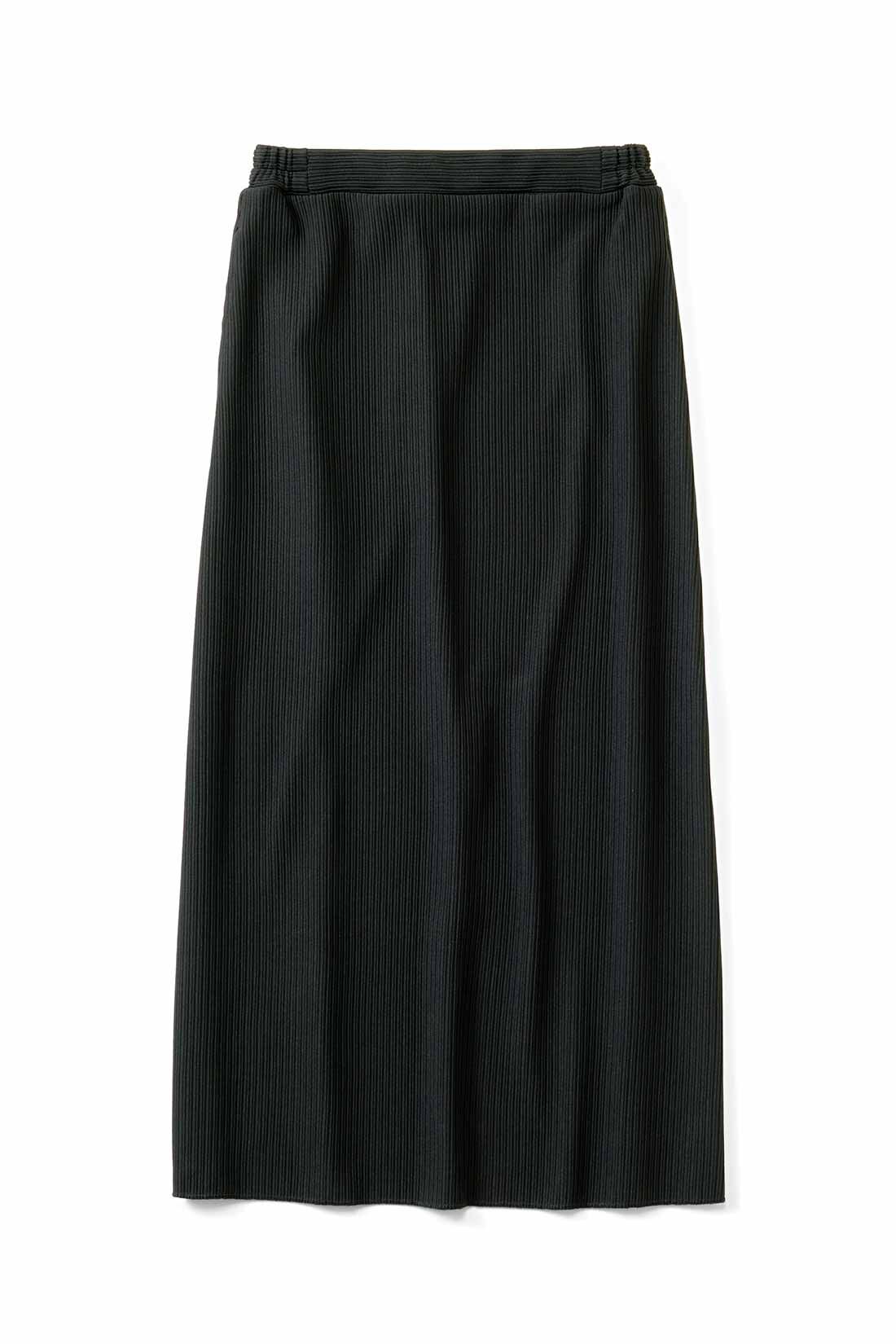 IEDIT[イディット]　ニットライクなリップルカットソー素材で仕立てた らくちんきれいなIラインスカートの会|〈ブラック〉