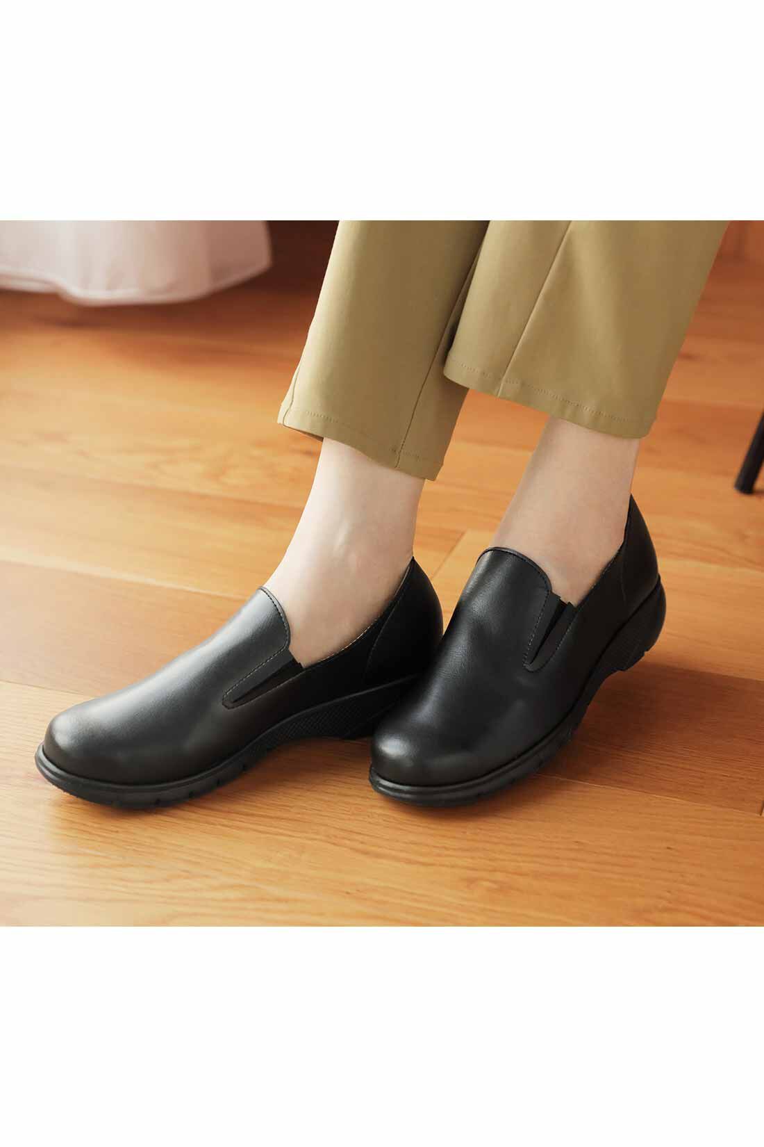IEDIT［イディット］|洗えて軽量がうれしい 国産スキップステップスリッポン〈ブラック〉|らくちん＆きちんと感。旅行やお出かけに最適。