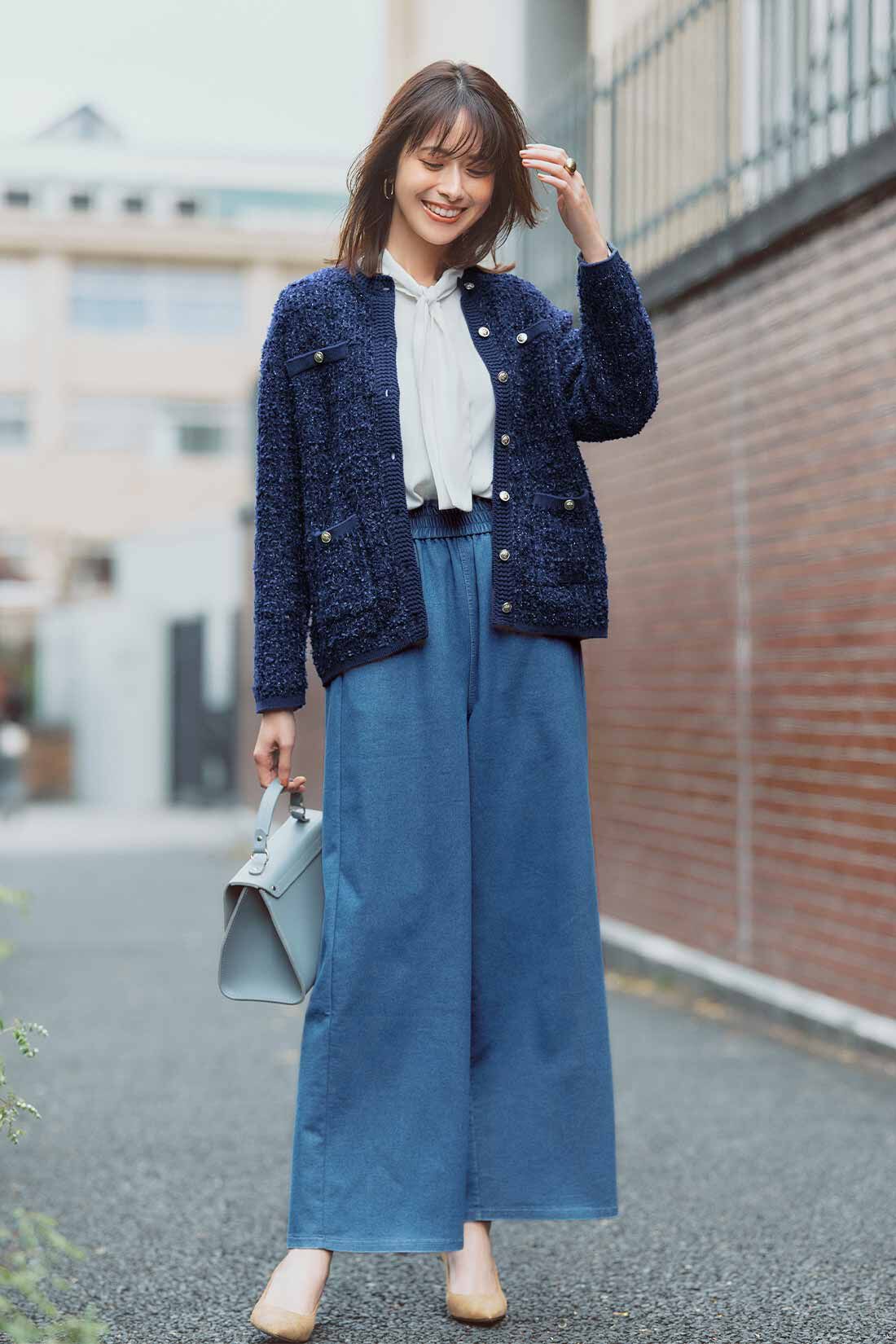 IEDIT［イディット］|IEDIT[イディット]　軽やかなはき心地 かのこ素材のワイドデニムパンツ