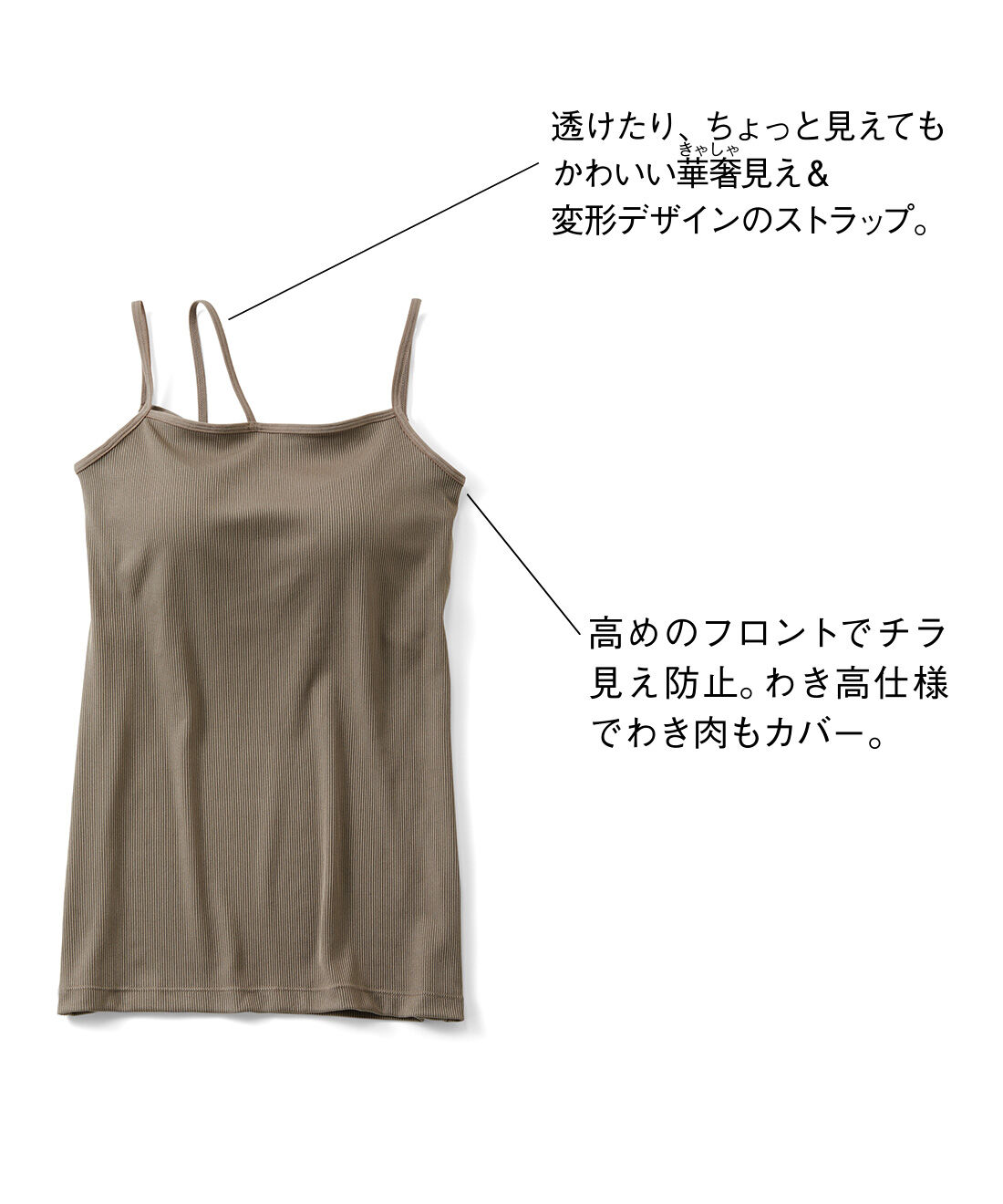 IEDIT|IEDIT[イディット]　デザインストラップで魅せる わき高・胸もと安心設計のカップ付きキャミソールの会