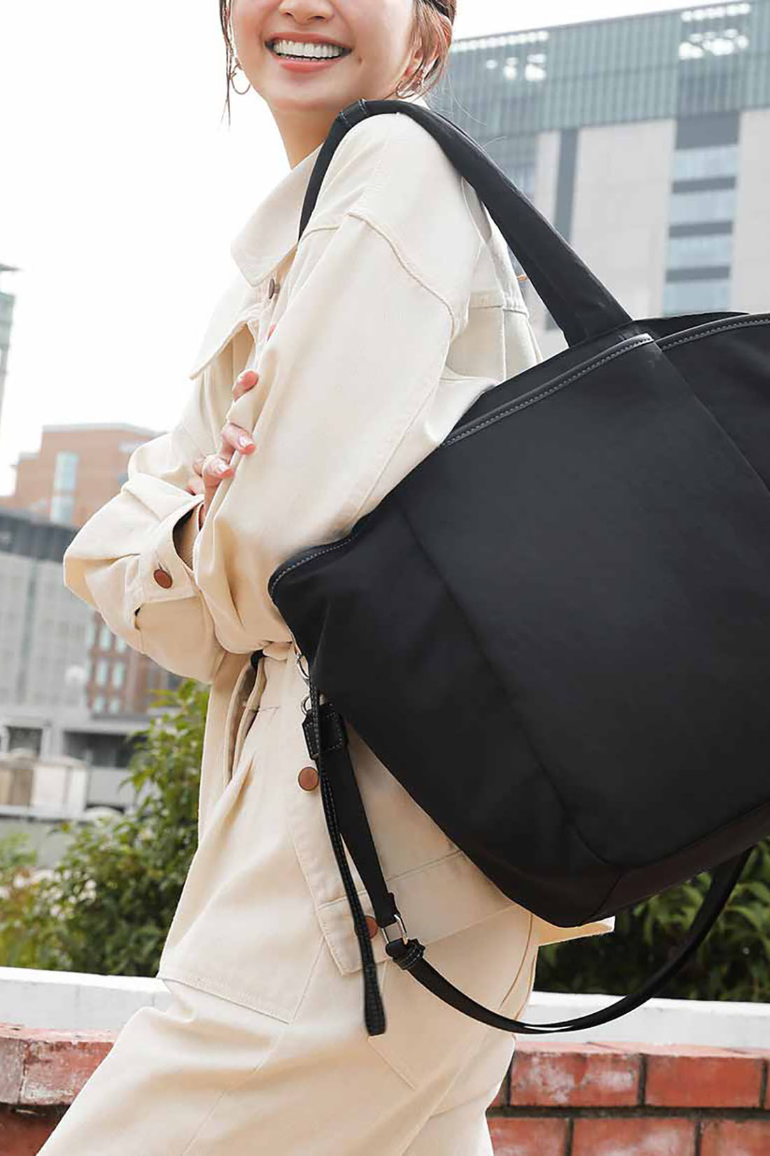 IEDIT|IEDIT[イディット]　きくちあつこさんコラボ　花粉リリースがうれしい ビッグシルエットGジャン〈オフホワイト〉