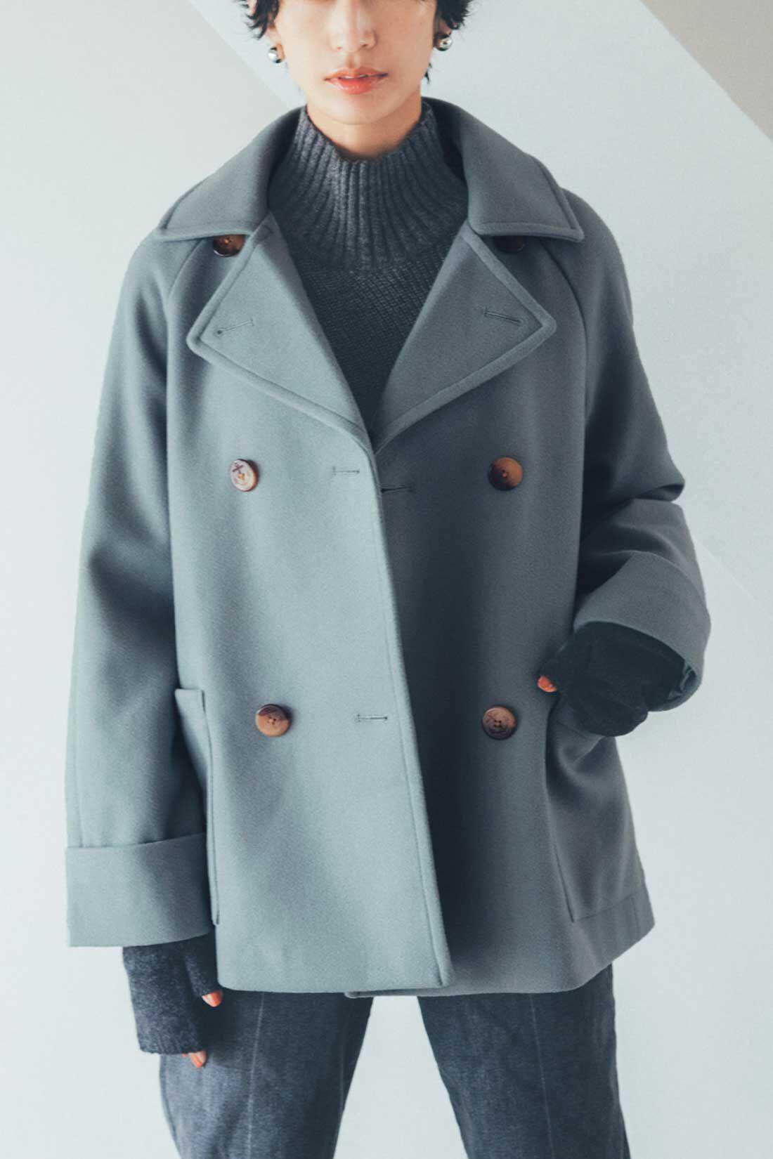 IEDIT[イディット]　着映えカラーのショート丈こなれPコート〈ブルーグリーン〉｜レディースファッション・洋服の通販｜IEDIT